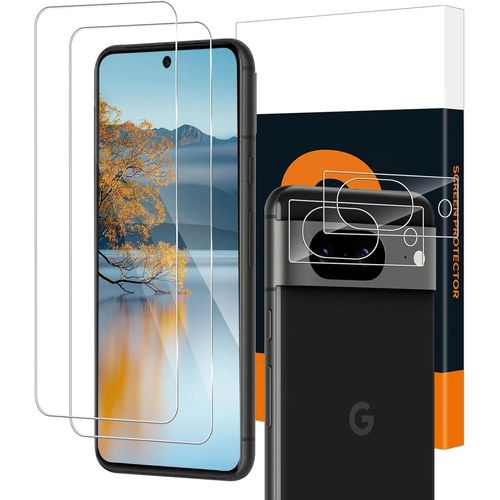Sjzg-2 Pièces Verre Trempé Pour Google Pixel 8a 5g Avec 2 Pièces Caméra Arrière Protecteur, 2.5d Vitre Protection Compatible Avec Google Pixel 8a, Dureté 9h Anti Rayures Protection Écran