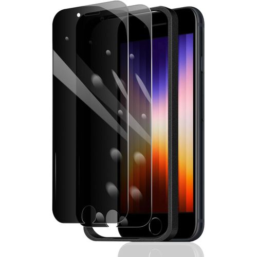 2 Films De Protection D'écran De Confidentialité Pour Iphone 6/6s/7/8/Se3/Se2022/Se2020 + 1 Cadre D'installation, Film En Verre Trempé Anti-Espion, Dureté 9h, Protection Privée Contre Les Chocs