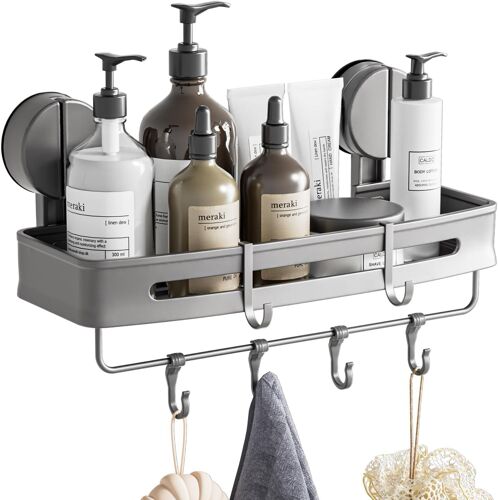 JEXNOVASHOP-Etagere Ventouse, Etagere Ventouse en Aluminium Durable, Étagère Douche Sans Perçage, Rangement Salle de Bain Pouvant Supporter une Charge de 20 kg, Porte Shampoing Douche pour le Drainag