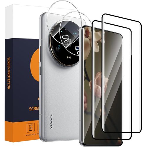 Sjzg-Verre Trempé Pour Xiaomi 14 Ultra 5g, Dureté 9h Anti Rayures, Couverture 3d Bubble Free, Haute Sensibilité, 2+2 Pièce Hd Claire Vitre Protection +Caméra Protection Écran Pour Xiaomi 14 Ultra