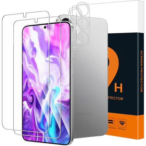 CAUC-Verre trempé pour Samsung Galaxy S25 Plus 5G, Dureté 9H Anti Rayures, Bubble Free, Haute Sensibilité, 2,5D bord rond HD Claire S25 Plus Vitre Protection +Caméra Protection écran(2+2 Pièce)