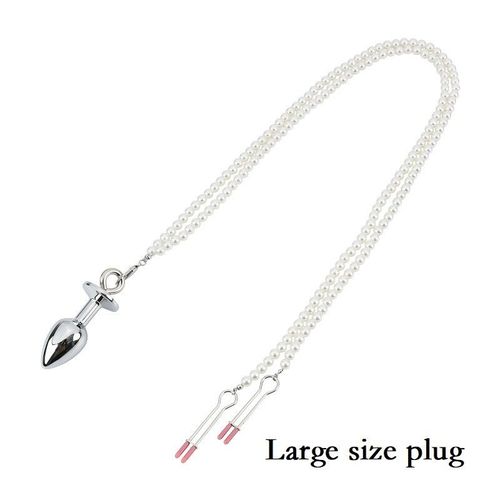 Ensemble De Pinces À Tétons Avec Chaîne En Métal,Petites,Moyennes Et Grandes Perles Anales,Bouchon De Fesses,Pince À - White L[B17]
