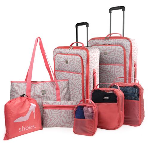 Juego Maletas De Viaje - Set 8 Piezas De Viaje (Maleta Grande Y Maleta Cabina, Bolso Viaje, Zapatillero, Neceser Y Bolsas Ordeanizador). Juego De Maletas De Viaje 77180¡