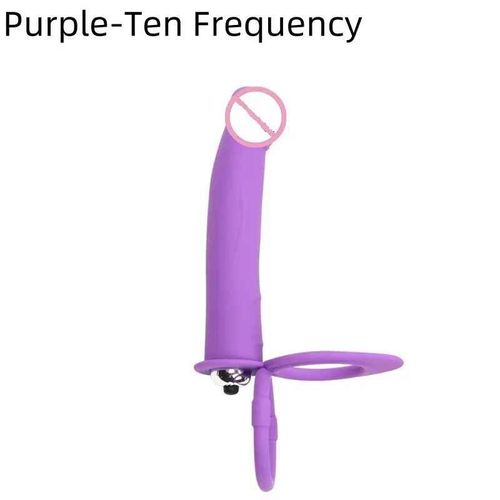 Plug Anal À Double Pénétration Pour Adultes,Anneau De Gode Mort,Vibrateur Point G,Double Anneau De Verrouillage- 10 Modes-Purple