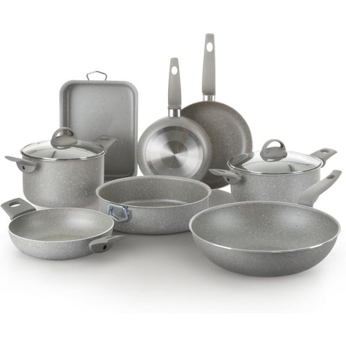 SUBZONAL-Ensemble de casseroles pour plaques de cuisson traditionnelles, antiadhésives, batterie de casseroles, cuisson saine, rapide et uniforme. Fabriqué en Italie. (10 pièces)