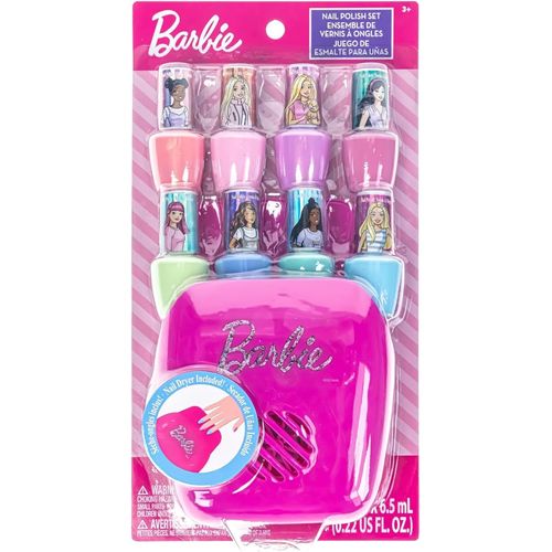 Barbie - Ensemble De Vernis À Ongles Non Toxiques À Base D'Eau Avec Sèche-Ongles Pour Enfants, Piles Non Incluses, À Partir De 3 Ans