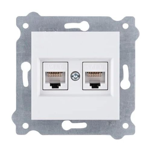 Prise double informatique 2x RJ45 cat.6 blanc EXEN