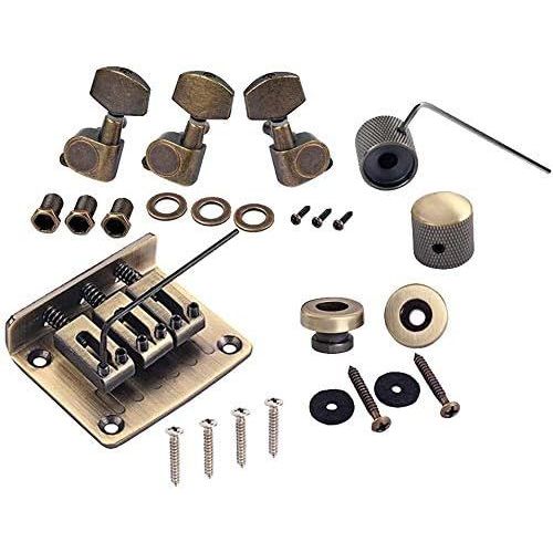 Subzonal-Kits Combo Chevilles D'accordage Bronze Chevilles De Contrôle Serrure Sangle Clés Vis Rondelles Pour 3 Cordes Cigare Box Guitare
