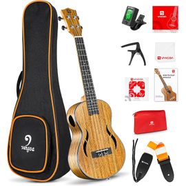 Subzonal-23 Pouces Ukulélé De Concert Bois De Noyer Hawaii Ukulélé Acoustique Pour Débutants Adultes Avec Sac, Naturel