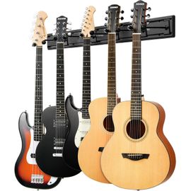 Subzonal-5 Support Mural Pour Guitare Noir Support Mural Pour Guitare Avec 5 Supports De Guitare Réglables Pour Guitares Électriques Acoustiques, Basses, Ukulélé Folk