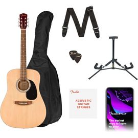 SUBZONAL-Alternative Series Dreadnought Kit Guitare Acoustique pour Débutants, 2 Ans de Garantie, Inclut une Housse Rembourrée, un Support de Guitare, une Sangle de Guitare, et Plus, Couleur Naturell