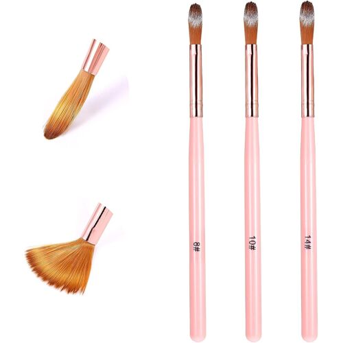 Kal-Lot De 3 Pinceaux En Acrylique Pour Ongles -Taille 8/10/14 -Pinceaux Professionnels Pour Ongles En Acrylique -Pinceaux Pour Application D'acrylique, Extensions D'ongles, Sculpture Des