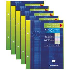 Clairefontaine Lot De 5 Etuis De 100 Feuillets Mobiles Couleur 17x22cm 200p (25x4 Coul.Assorties) Séyès