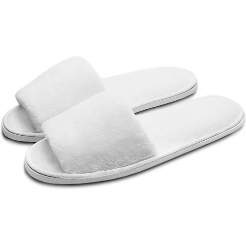 Maas-5 Paires Pantoufles Hotel, Chaussons Blanc D'hôtel Bout Ouvert Pantoufles En Velours Pantoufle Maison Chaussons De Spa Chausson Unisexes Pour Homme Et Femme
