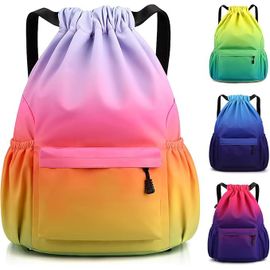 Sac À Dos Cordon Grand, Sac De Sport Imperméable Pour Homme Femme Sac Cordon Sac À Dos Pour Shopping Sport Voyage - Arc En Ciel