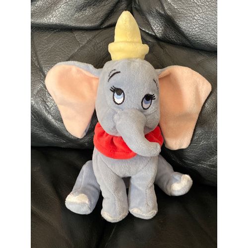 PELUCHE ÉLÉPHANT DUMBO DISNEY NICOTOY CLASSIQUE GRIS COL ROUGE 21 CM