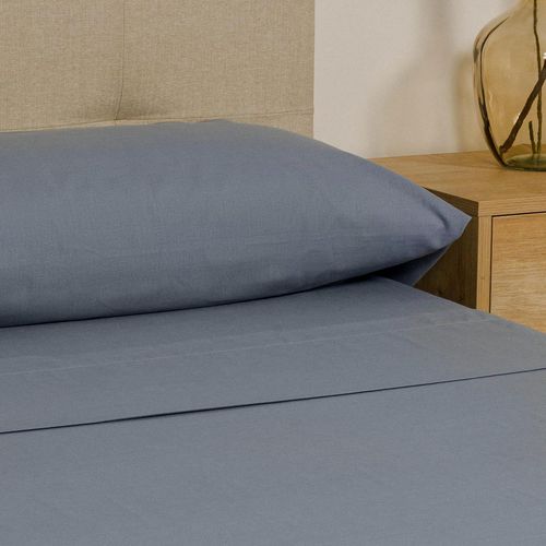 Subzonal-Parure De Lit 100% Coton - Parure De Draps 4 Pièces - Ensemble De Draps - Parure De 1 Drap Housse 160x190/200cm, 1 Drap Plat 240x270 Et 2 Taie D'oreiller 55x80, Bleu Indigo