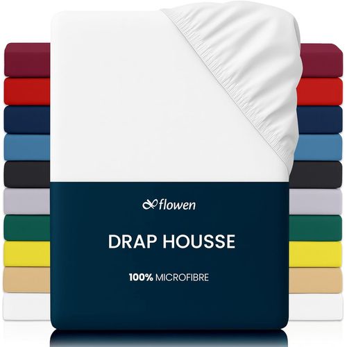 TEPPC-Drap Housse 160x200 cm en Microfibre Blanc avec Coins Élastiqués pour Matelas de 30 cm Haut Tissu Anti-Acarien Hypoallergénique De Haute Qualité Doux et Durable Lavable en Machine