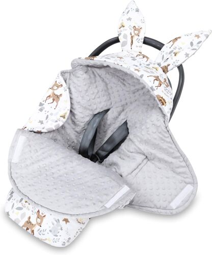 Ulteronixshop-Nid D'ange Couverture Bebe 90x90 Cm - Chanceliere Siege Auto Ou Enveloppante Bébé Poussette Cosy Lavable Nid D Ange Pour Naissance Enfant Minky Cerf Gris Clair