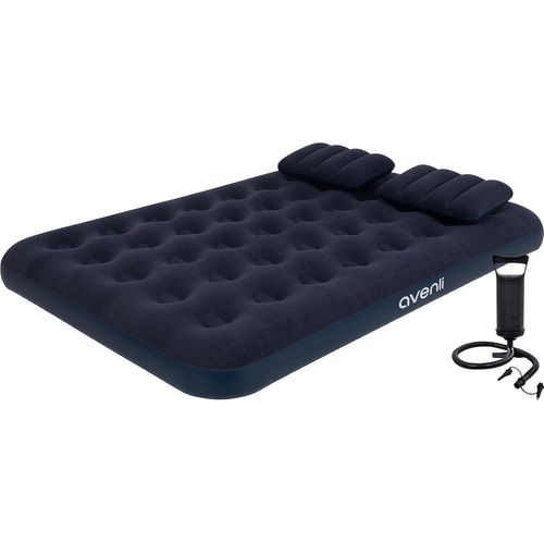 SUBZONAL-Matelas gonflable de camping - 191 x 137 x 22 cm - Gris - Pour 2 personnes - Avec coussin et pompe à main - Matelas d'appoint confortable et lit de camping - Robuste - Pour la maison, le