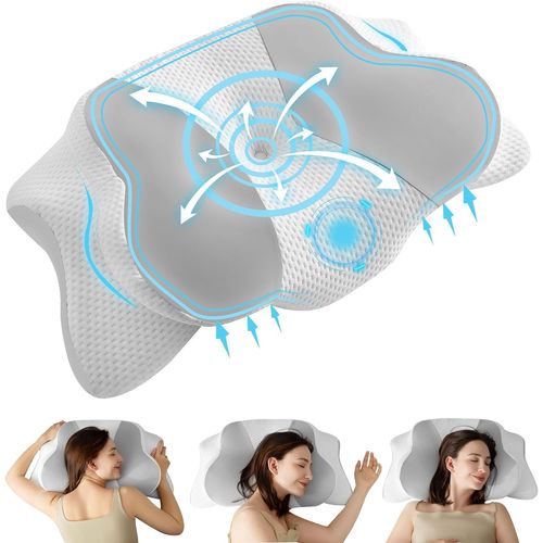 Oreiller Ergonomique Cervical,Oreiller Memoire Forme, Anti Ronflement,Coussin Cervicales Douloureuses,Coussin Pour Les Dormeurs Sur Le Côté, Le Dos Et Le Ventre¿Gris¿