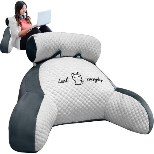 Ulteronixshop-Coussin de Lecture, 70 x 50 cm XL Gros Coussin Dorsal Dossier Canapé Flex Confort, Oreiller de Lecture Lit Adulte avec Soutien du Cou/Bras pour Support Lombaire au Lit (Gris Clair, X-La
