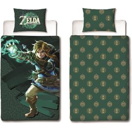 Sjzg-La Légende De Zelda Parure De Lit Réversible En Linon 100 % Coton Avec Fermeture Éclair 135 X 200 Cm, 80 X 80 Cm