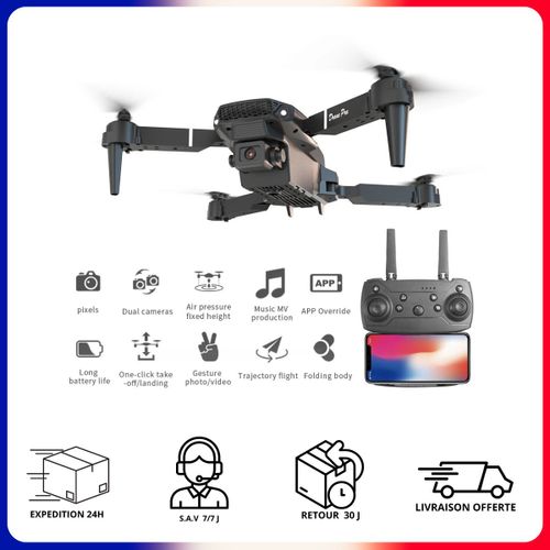Drone Rc 4k Pro Double Caméra Hd - Grand Angle Compact Pliable Hélicoptère-Kbdfa