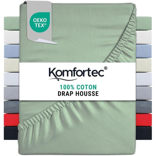 Subzonal-Drap-Housse En Jersey 200 X 200 Cm, 100 Pour Cent Coton, Vert