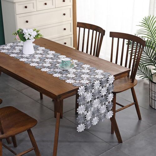 Sjzg-Nappe Vintage, Chemin De Table Rectangulaire, Dentelle Chemin De Table, Table De Mariage Dentelle Crochet, Pour Mariage, Festival, Décoration De Maison, Décoration De Table, 40x120 Cm, Mix Gris