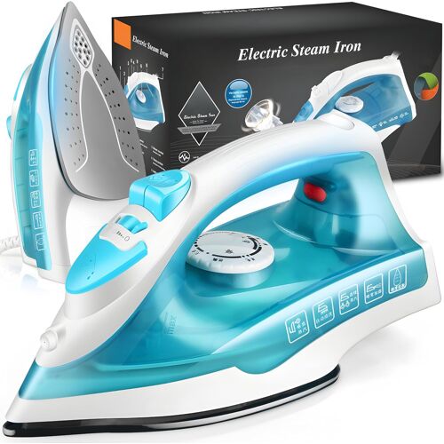 MEVRONISSHOP-Fer à repasser Vapeur Effet Pressing Réservoir d'eau 150 ml 1200 W Fonction Pressing Pied en Téflon Glissement Vapeur Verticale Chauffage Rapide et Repassage Efficace