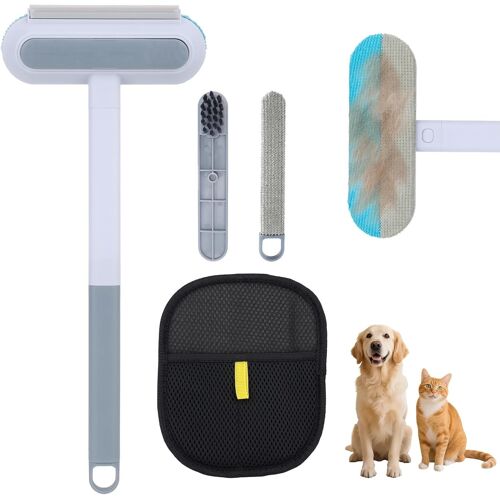 Mevronisshop-Enlève-Poils Pour Animaux, Outil Multifonction 4 En 1 Brosse Réutilisable À Long Manche Pour Chiens Adaptée Aux Canapés Tapis Et Meubles