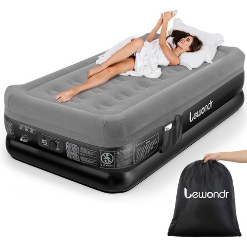 SUBZONAL-Matelas Gonflable 1 Place avec Pompe Intégrée, 191x99x46CM Matelas Gonflable Rapide en 2 Minutes Lit Gonflable pour Camping Maison Invités Voyages(250kg Max), Gris