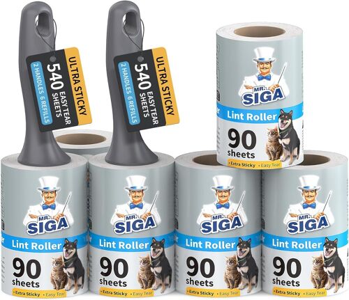 Jgd-Rouleau Poils Animaux Extra Collant, Rouleau Adhesif Vêtement, Brosse Adhesive Pour Poils Cheveux, Total 540 Feuilles Faciles À Déchirer