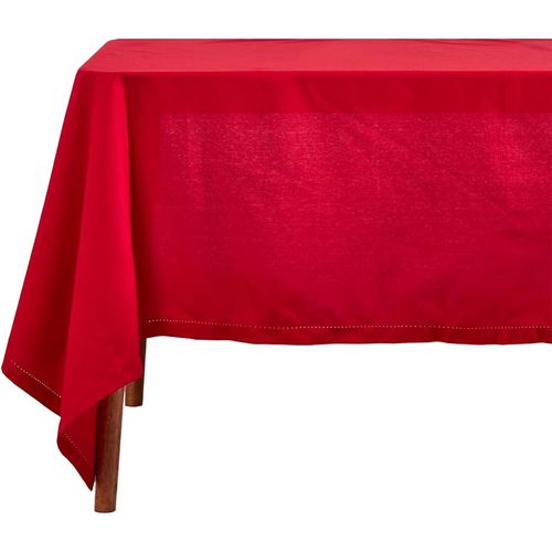 Nappe De Table Rectangulaire, Linge De Table En Coton Uni Rouge - 137 X 178 Cm