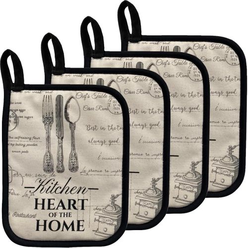 Lot De 4 Maniques,En Coton,Pour Cuisine,Style Vintage,18 X 23 Cm