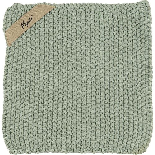 Maniques « Mynte » Tricotées En Coton Vert Poussiéreux De Ib Laursen