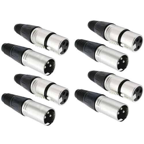 8 Pièces Connecteurs XLR 3 broches,4 paires de connecteurs XLR mâle/femelle,prise de câble micro,prise audio microphone