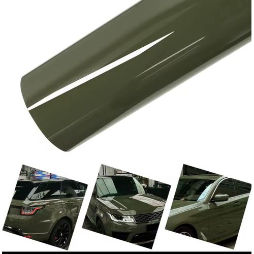 Rouleau Film Adhésif Auto Vinyl Vert De Combat Cristal Pet Dim 90cmx1650cm