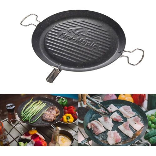 Ulteronixshop-Plaque à Griller Camping Antiadhésive Portable Extérieure Poêle à Griller pour Cuisinière BBQ Gaz Poêle à Griller pour Camping Surfaces Rainurées 31 X 31cm