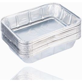SEPT-Barquette à égoutter de 20 pièces - Barquette jetable en aluminium pour griller - Barquette en aluminium env. 14x19 cm Barquette pour griller - Bac de récupération de graisse Gril à gaz