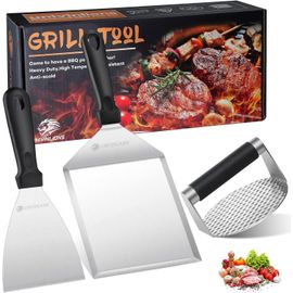Burger,Spatule Plancha INOX,Méga Spatule Barbecue INOX,5,5 inch Presse Steak Haché,Outil de Gril pour l'extérieur et l'intérieur