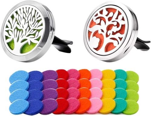 2pcs Premium Voiture Aromathérapie Huiles Essentielles Diffuseur, Clip De Ventilation De Aromatherapy En Acier Inoxydable, Avec 40pcs Coussins De Feutre (Sans Huile)