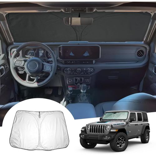 Kalanka-Compatible Avec Jeep Wrangler Jl 4xe 2018-2025 2026 Pare-Soleil Pour Pare-Brise Intérieur, Wrangler 2024 Parasol Protection Solaire, Refroidissement, Protection Uv, Wrangler 4xe Accessoires