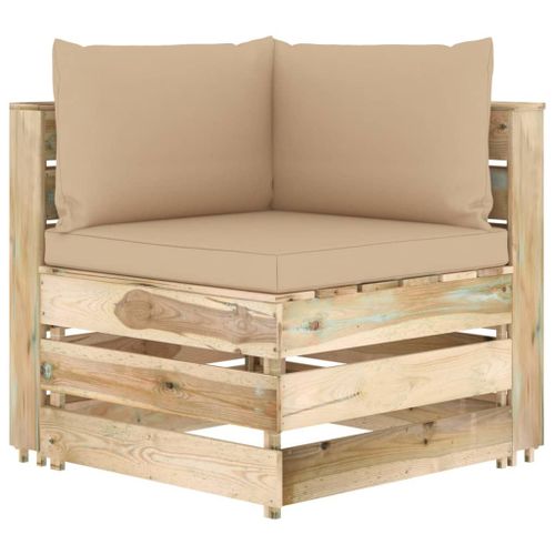 Vidaxl Canapé D'angle Sectionnel Avec Coussins Bois Imprégné De Vert