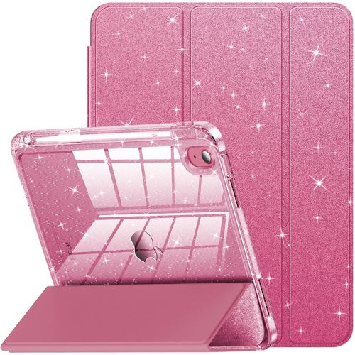 Coque Pour Ipad A16 11Ème Génération 11 Pouces 2025, Étui Ipad 10Ème Génération 10,9 Pouces, Coque Pailletée Avec Dos Transparent Brillant, Support Pour Stylet (Rose Pink)