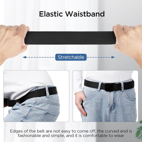 Tzf-Ceinture Homme Elastique, 125 Cm Réglable Ceinture Sans Trou Avec Boucle Plastique, Extérieure Nylon Ceintures Travail Homme