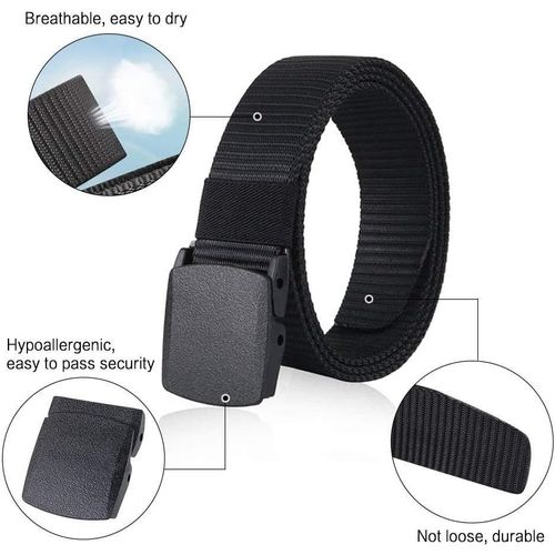 Tzf-Ceinture En Nylon, Ceinture En Nylon Homme Ceinture Tactique Militaire, Rapide À Travers La Sécurité De L'aéroport, Boucle En Plastique Sangle De Ceinture Entièrement Réglable Pour Le Travail