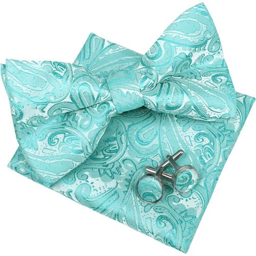 Tnsy-Ensemble N?ud Papillon Pré-Noué, Carré De Poche Et Boutons De Manchette Pour Homme Motif Cachemire Rétro