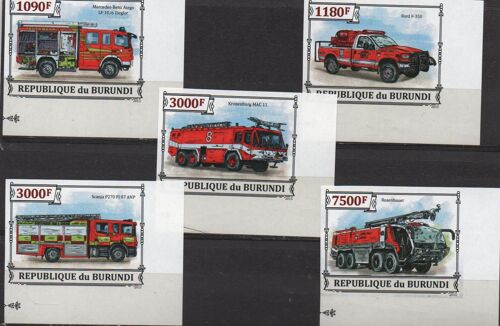 Burundi Timbres Véhicules De Pompiers , Non Dentelés 2013